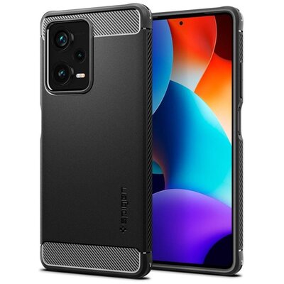 SPIGEN ACS05789 SPIGEN RUGGED ARMOR szilikon telefonvédő (közepesen ütésálló, légpárnás sarok, karbon minta) FEKETE [Xiaomi Redmi Note 12 Pro Plus]