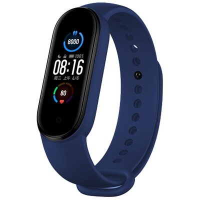 DEVIA DELUXE SPORT pótszíj (egyedi méret, szilikon, állítható) SÖTÉTKÉK [Xiaomi Mi Band 5, Xiaomi Mi Band 6]