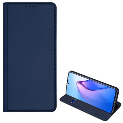 DUX DUCIS SKIN PRO tok álló, bőr hatású (FLIP, oldalra nyíló, bankkártya tartó, asztali tartó funkció) SÖTÉTKÉK [Oppo Reno 8 Pro]