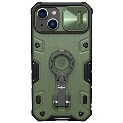 NILLKIN CAMSHIELD ARMOR PRO defender műanyag telefonvédő (szilikon belső, közepesen ütésálló, telefontartó gyűrű) ZÖLD [Apple iPhone 14 Plus]