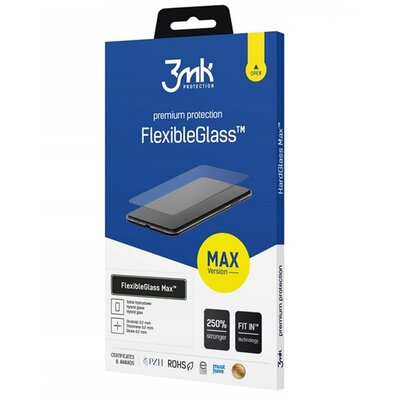 3MK FLEXIBLE GLASS MAX képernyővédő üveg (2.5D, flexibilis, lekerekített szél, ultravékony, 0.2mm, 7H) FEKETE [Apple iPhone 14 Pro Max]