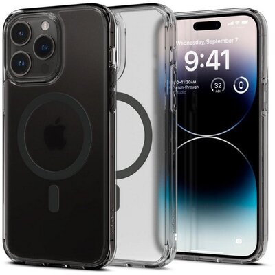 SPIGEN ACS05586 SPIGEN ULTRA HYBRID MAG műanyag telefonvédő (közepesen ütésálló, légpárnás keret, Magsafe kompatibilis) FEKETE [Apple iPhone 14 Pro]