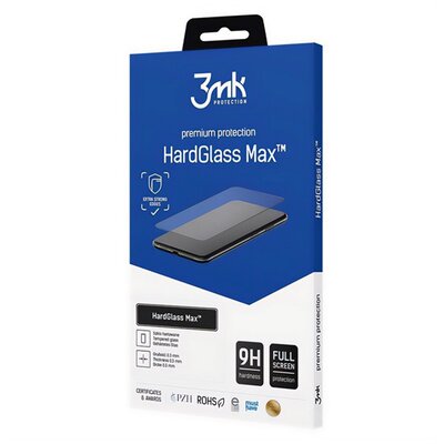 3MK HARD GLASS MAX képernyővédő üveg (3D full cover, íves, ujjlenyomat mentes, karcálló, tok barát 0.3mm, 9H) FEKETE [Samsung Galaxy S23 Ultra (SM-S918)]