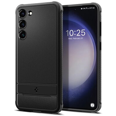 SPIGEN ACS05665 SPIGEN RUGGED ARMOR szilikon telefonvédő (közepesen ütésálló, légpárnás sarok, karbon minta) FEKETE [Samsung Galaxy S23 Plus (SM-S916)]