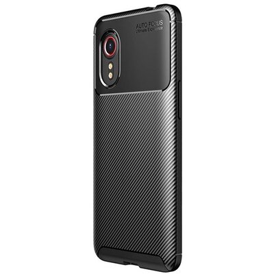 Szilikon telefonvédő (közepesen ütésálló, légpárnás sarok, karbon minta) FEKETE [Samsung Galaxy Xcover 5 (SM-G525F)]