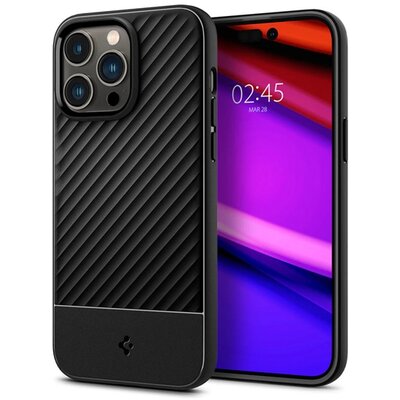 SPIGEN ACS04661 SPIGEN CORE ARMOR szilikon telefonvédő (közepesen ütésálló, kamera védelem, csíkos minta) FEKETE [Apple iPhone 14 Pro]