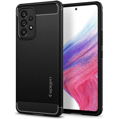 SPIGEN ACS04159 SPIGEN RUGGED ARMOR szilikon telefonvédő (közepesen ütésálló, légpárnás sarok, karbon minta) FEKETE [Samsung Galaxy A53 (SM-A536) 5G]