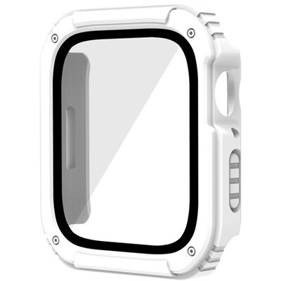 Műanyag keret (BUMPER, ütésálló + kijelzővédő üveg) FEHÉR [Apple Watch Series 3 42mm]