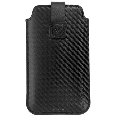 Tok álló, bőr hatású, POUCH (univerzális, kihúzható, S méret, karbon minta) FEKETE [HTC One S (Z520e), Huawei Ascend P1, Panasonic Eluga DL1, Apple iPhone 5, Apple iPod touch 5, Apple iPhone 5S]