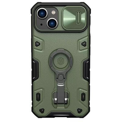 NILLKIN CAMSHIELD ARMOR PRO MAGNETIC defender műanyag telefonvédő (közepesen ütésálló, Magsafe rögzítésű) SÖTÉTZÖLD [Apple iPhone 14]