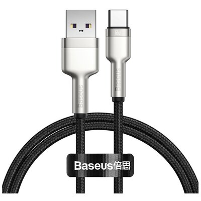 BASEUS CAKF000101 BASEUS CAFULE adatkábel és töltő (USB - Type-C, 66W, gyorstöltés támogatás, 100cm, törésgátló) FEKETE