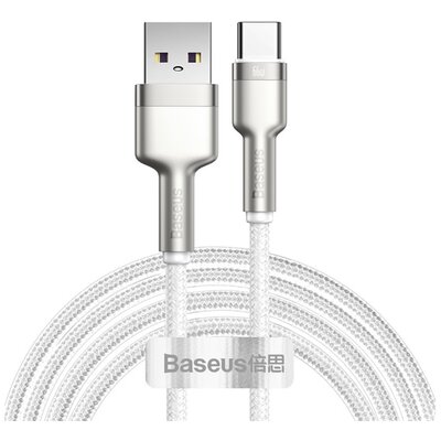 BASEUS CAKF000202 BASEUS CAFULE adatkábel és töltő (USB - Type-C, 66W, gyorstöltés támogatás, 200cm, törésgátló) FEHÉR