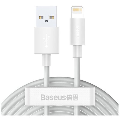 BASEUS TZCALZJ-02 BASEUS WISDOM adatkábel és töltő 2db (USB - lightning 8pin, 20W, PD gyorstöltés támogatás, 150cm) FEHÉR