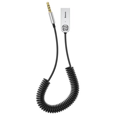 BASEUS CABA01-01 BASEUS bluetooth audió adapter (USB csatlakozó, v5.0, 3.5mm jack, 120cm, AUX, spirál kábel) FEKETE