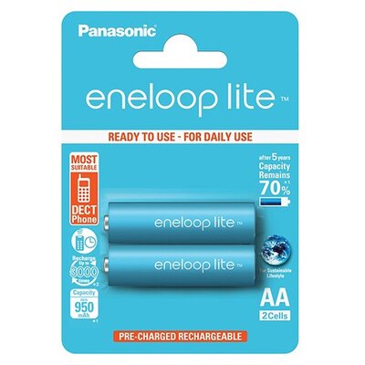 PANASONIC BK-3LCCE/2BE PANASONIC ENELOOP LITE elem (AA, BK-3LCCE, 1.2V, 950 mAh Ni-MH, újratölthető) 2db / csomag