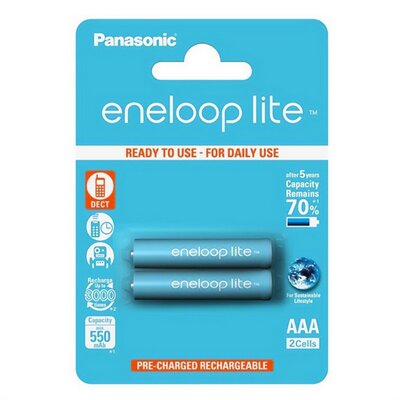 PANASONIC BK-4LCCE/2BE_N PANASONIC ENELOOP LITE elem (AAA, BK-4LCCE/2BE, 1.2V, 550 mAh Ni-MH, újratölthető) 2db / csomag