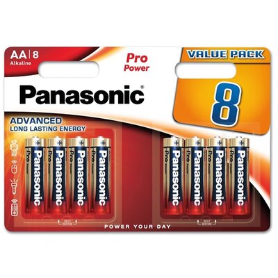 PANASONIC LR6PPG/8BW PANASONIC PRO POWER tartós elem (AA, LR6PPG, 1.5V, alkáli) 8db / csomag