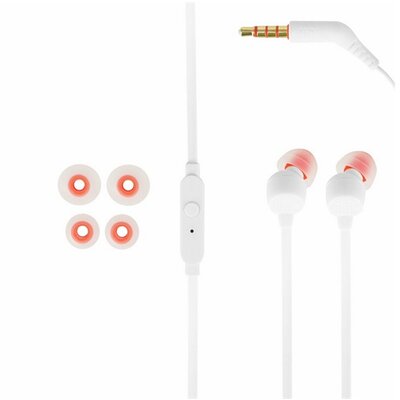 JBL JBLT160WHT JBL T160 fülhallgató SZTEREO (3.5mm jack, mikrofon, felvevő gomb, lapos kábel) FEHÉR