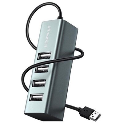 AWEI CL-122 AWEI CL-122 USB HUB 4in1 (elosztó, 4 USB aljzat, 75cm) FEKETE