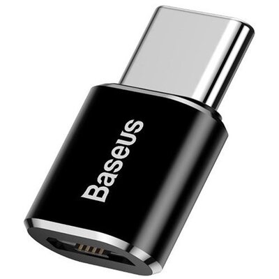 BASEUS CAMOTG-01 BASEUS adapter (microUSB aljzat - Type-C, 2.4A, OTG, adatátvitel és töltés) FEKETE