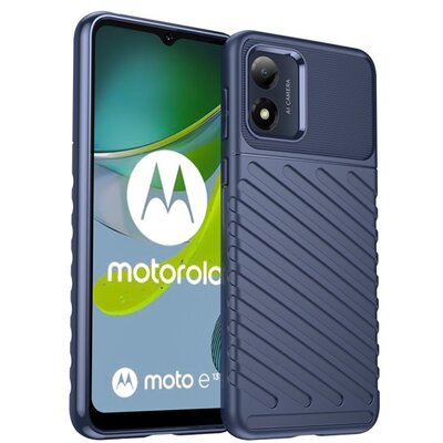 Szilikon telefonvédő (közepesen ütésálló, csíkos, dombor minta) SÖTÉTKÉK [Motorola Moto E13]