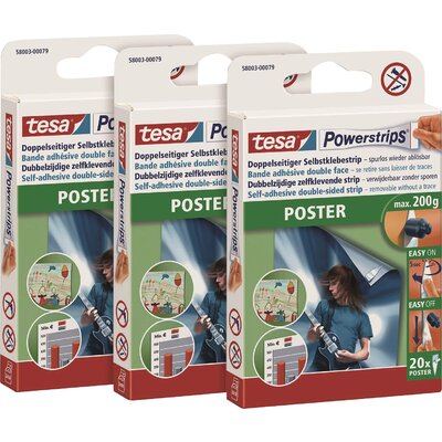 tesa POWERSTRIPS® Poster Kétoldalas ragasztószalag Fehér