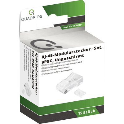 Quadrios Moduláris csatlakozókészlet, pozíciók száma 8P8C - árnyékolás nélküli, 15 db. 1906C164 Dugó, egyenes Pólusszám 8P8C 15 db
