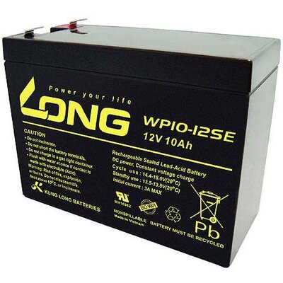 Long WP10-12SE Ólomakku 12 V 10 Ah Ólom-vlies (AGM) (Sz x Ma x Mé) 151 x 118 x 65 mm 6,35 mm-es laposérintkezős dugó Ciklusálló, Kis önkisülés,