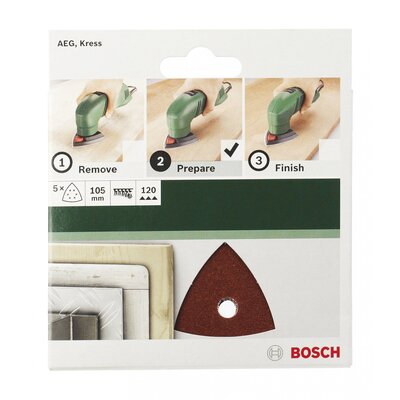 Bosch Accessories 2609256A60 Delta csiszolópapír készlet Tépőzárral, Lyukas Szemcsézet (num) 60, 120, 240 Sarokméret 105 mm 1 készlet