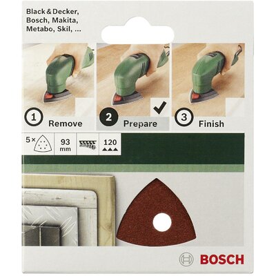 Bosch Accessories 2609256A49 Delta csiszolópapír Tépőzárral, Lyukas Szemcsézet (num) 60 Sarokméret 93 mm 5 db