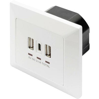 Digitus DA-70618 USB-s töltőcsatlakozó USB-vel Fehér