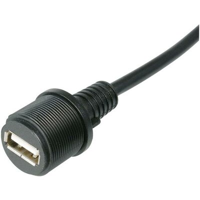 Beépíthető USB aljzat, USB 2.0 A aljzat, 1 m kábel, IP 67, Tru Components TC-A-KAB-USBA-FS-1M-203