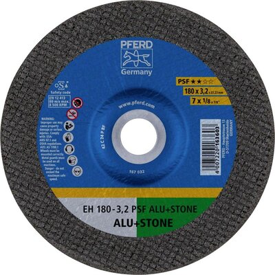 PFERD EH 180-3,2 PSF ALU+STONE 61823222 Vágótárcsa, hajlított 180 mm 25 db Alumínium, Nem vastartalmú fém, Titán, titán ötvözet, Öntött vas, Duroplast, Kő,