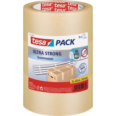 tesa ULTRA STRONG 51124-00007-01 Csomagolószalag tesapack® Átlátszó (H x Sz) 66 m x 50 mm 3 db