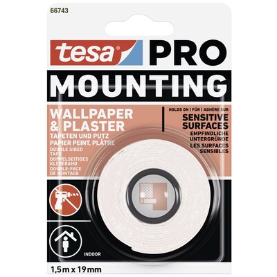 tesa Mounting PRO Tapete & Putz 66743-00000-00 Rögzítő szalag Fehér (H x Sz) 1.5 m x 19 mm 1 db