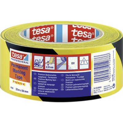 tesa PREMIUM 04169-00063-93 Padlójelölő szalag tesa® Professional Fekete/sárga (H x Sz) 33 m x 50 mm 1 db