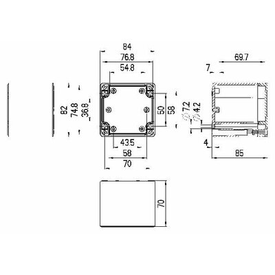 Installációs műszerdoboz 84 x 82 x 85 mm, polikarbonát, szürke (RAL 7035), Spelsberg TG PC 88-9-to