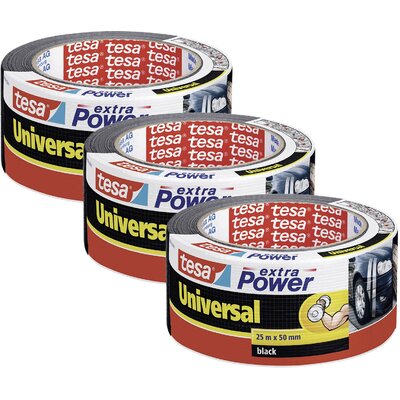 tesa extra Power® UNIVERSAL 56388 Szövet ragasztószalag Fekete (H x Sz) 25 m x 50 mm 3 db