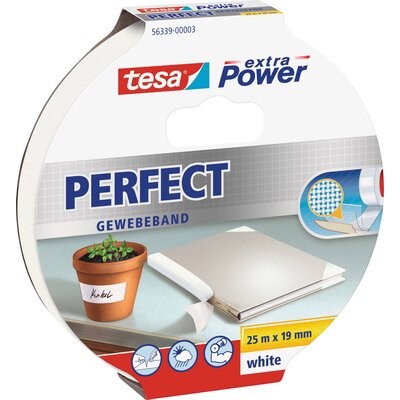 tesa PERFECT 56339-00003-01 Szövet ragasztószalag tesa® extra Power Fehér (H x Sz) 25 m x 19 mm 1 db