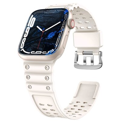 Pótszíj (egyedi méret, szilikon, állítható) BÉZS [Apple Watch Series 1 38mm, Apple Watch Series 6 40mm, Apple Watch Series 8 41mm, Apple Watch Series 2 38mm, Apple Watch Series 3 38mm]