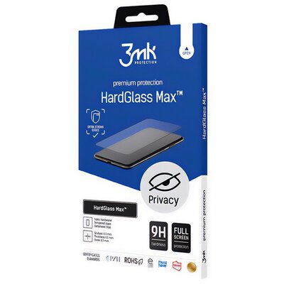 3MK HARD GLASS MAX PRIVACY képernyővédő üveg (3D full cover, íves, betekintés elleni védelem, 0.3mm, 9H) FEKETE [Apple iPhone 14 Pro]