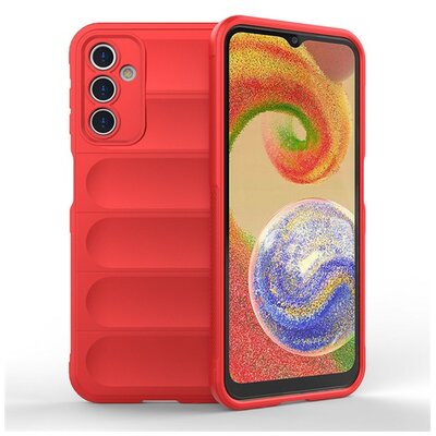 Szilikon telefonvédő (közepesen ütésálló, kamera védelem, 3D minta) PIROS [Samsung Galaxy A14 5G (SM-A146), Samsung Galaxy A14 4G (SM-A145)]