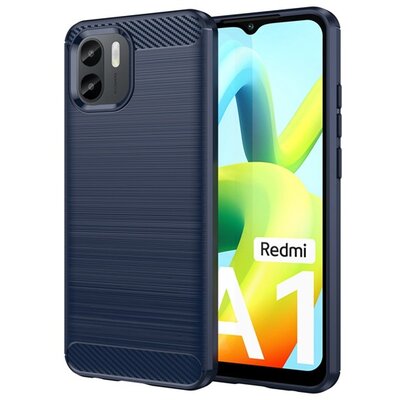 Szilikon telefonvédő (közepesen ütésálló, légpárnás sarok, szálcsiszolt, karbon minta) SÖTÉTKÉK [Xiaomi Redmi A2, Xiaomi Redmi A1]