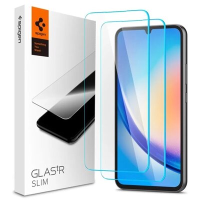 SPIGEN AGL05967 SPIGEN SLIM képernyővédő üveg 2db (2.5D, extra karcálló, tokbarát, ultravékony, 0.2mm, 9H) ÁTLÁTSZÓ [Samsung Galaxy A34 5G (SM-A346)]