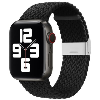 Pótszíj (egyedi méret, textil, állítható) FEKETE [Apple Watch Series SE 40mm, Apple Watch Series 8 41mm, Apple Watch Series 6 40mm, Apple Watch Series 1 38mm, Apple Watch Series 7 41mm]