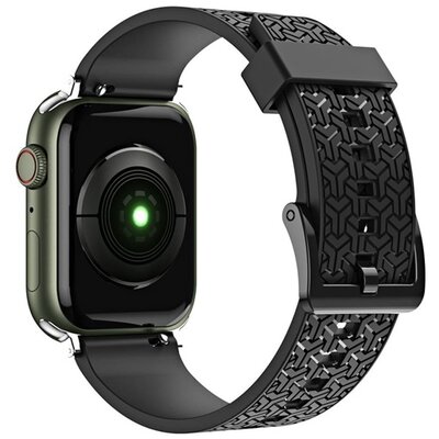 Pótszíj (egyedi méret, szilikon, állítható, 3D minta) FEKETE [Apple Watch Series 8 41mm, Apple Watch Series 6 40mm, Apple Watch Series 1 38mm, Apple Watch Series SE 40mm, Apple Watch Series 7 41mm]