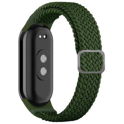 Pótszíj (egyedi méret, textil, szőtt minta, állítható) SÖTÉTZÖLD [Xiaomi Band 8]