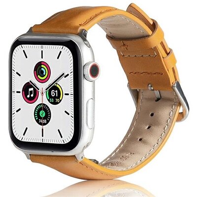 Pótszíj (egyedi méret, szilikon, bőr hatású, állítható) VILÁGOSBARNA [Apple Watch Series SE 40mm, Apple Watch Series 4 40mm, Apple Watch Series 5 40mm, Apple Watch Series 1 38mm, Apple Watch Series 6 40mm]