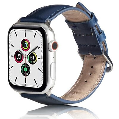 Pótszíj (egyedi méret, szilikon, bőr hatású, állítható) SÖTÉTKÉK [Apple Watch Series SE 40mm, Apple Watch Series 4 40mm, Apple Watch Series 5 40mm, Apple Watch Series 1 38mm, Apple Watch Series 6 40mm]