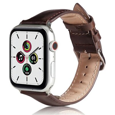 Pótszíj (egyedi méret, szilikon, bőr hatású, állítható) SÖTÉTBARNA [Apple Watch Series 5 44mm, Apple Watch Series SE 44mm, Apple Watch Series 8 45mm, Apple Watch Series 6 44mm, Apple Watch Series 3 42mm]